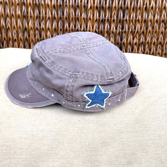 Alternative Apparel, Gray & Blue, Hat with Star and bling - Picture 4 of 6